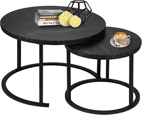 Modern Nesting Coffee Tables within Modern Nesting Coffee Table Set With Decorative Line Detailing And Mdf Top, Black